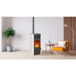 Promo-Paket: EMAFLAM REVA 9 kW, weißer, angeschlossener, versiegelter Pelletofen + Ventouse-Kit – Bild 4